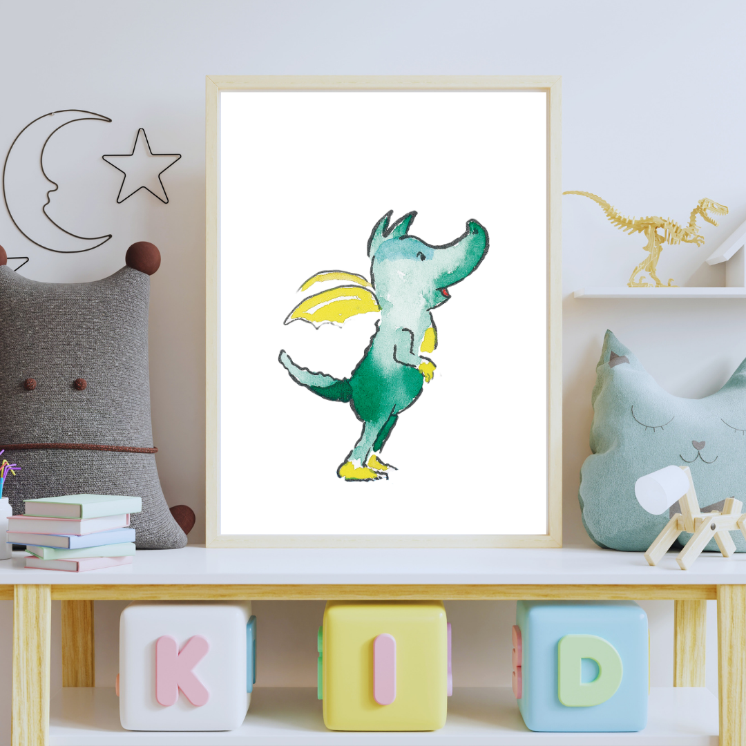 Tabaluga Poster Drache guckt nach oben – Stolzes Kinderzimmer Wandbild