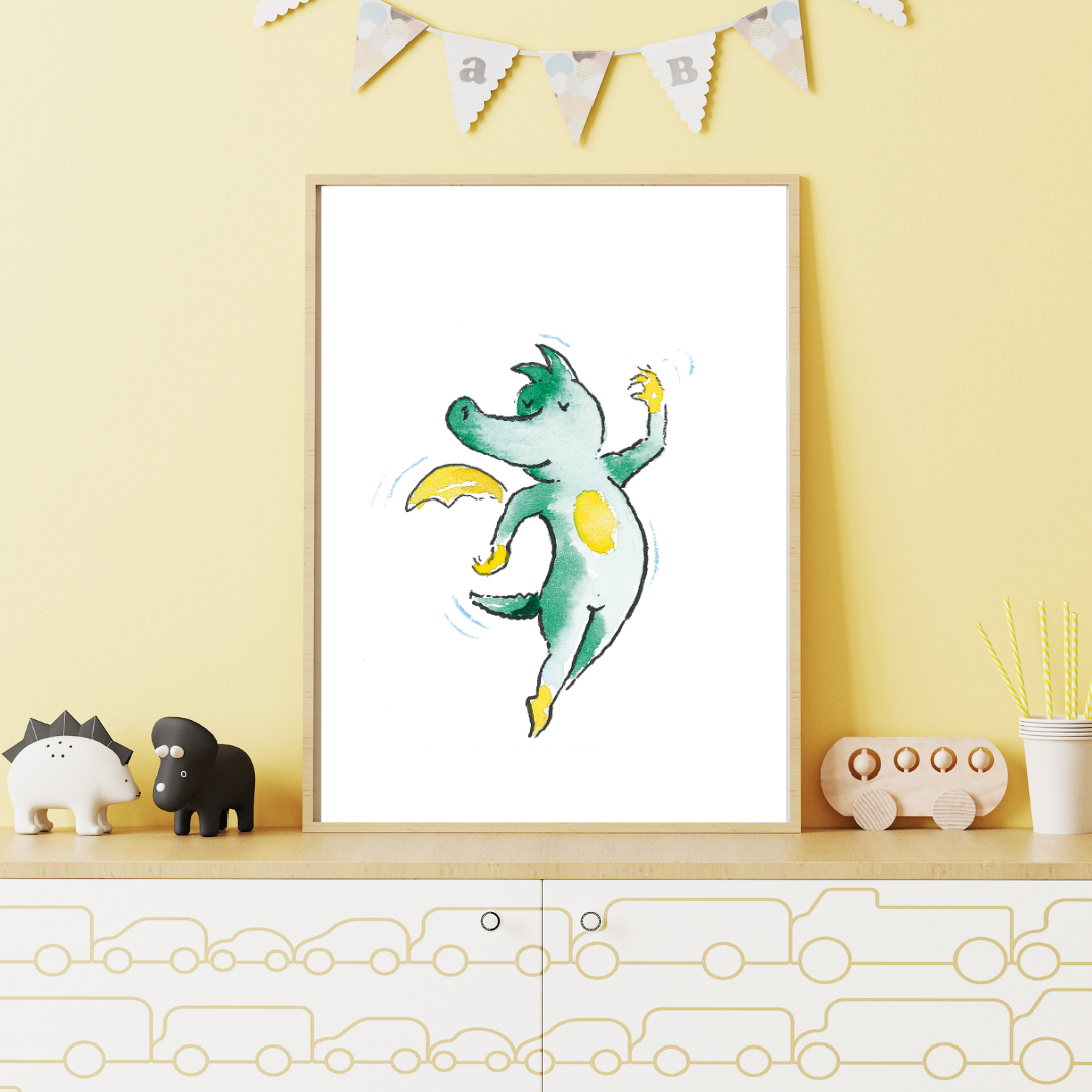 Tabaluga Poster – Tanzendes Kinderzimmer Wandbild