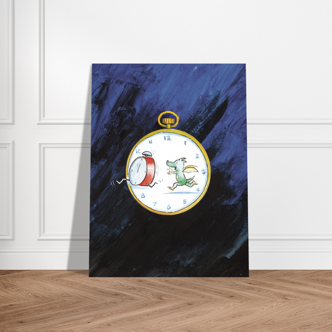 Tabaluga mit der Uhr – Poster für kleine Träumer & Zeitläufer