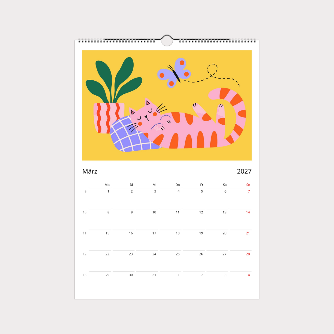 Abstrakter Katzenkalender 2027 Retro Stil