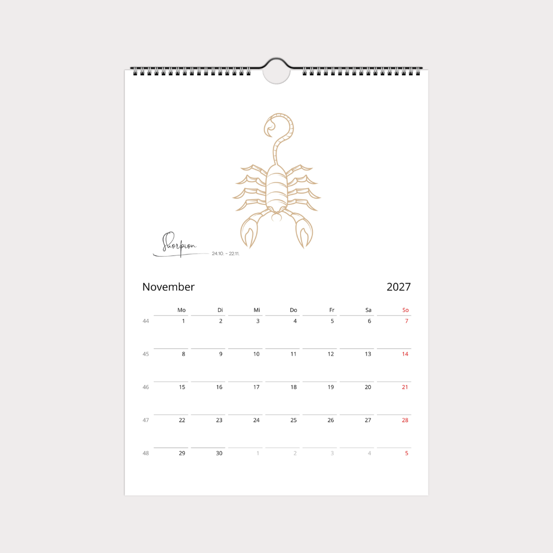 Sternzeichen Kalender 2027 trifft Design | Wandkalender A4