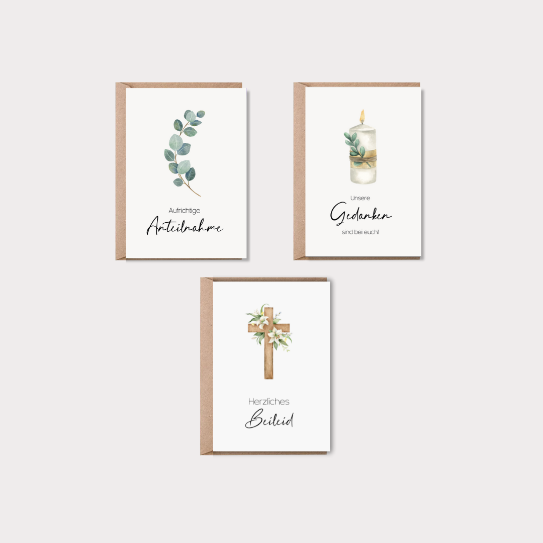 Beileidskarten Set mit Umschlägen