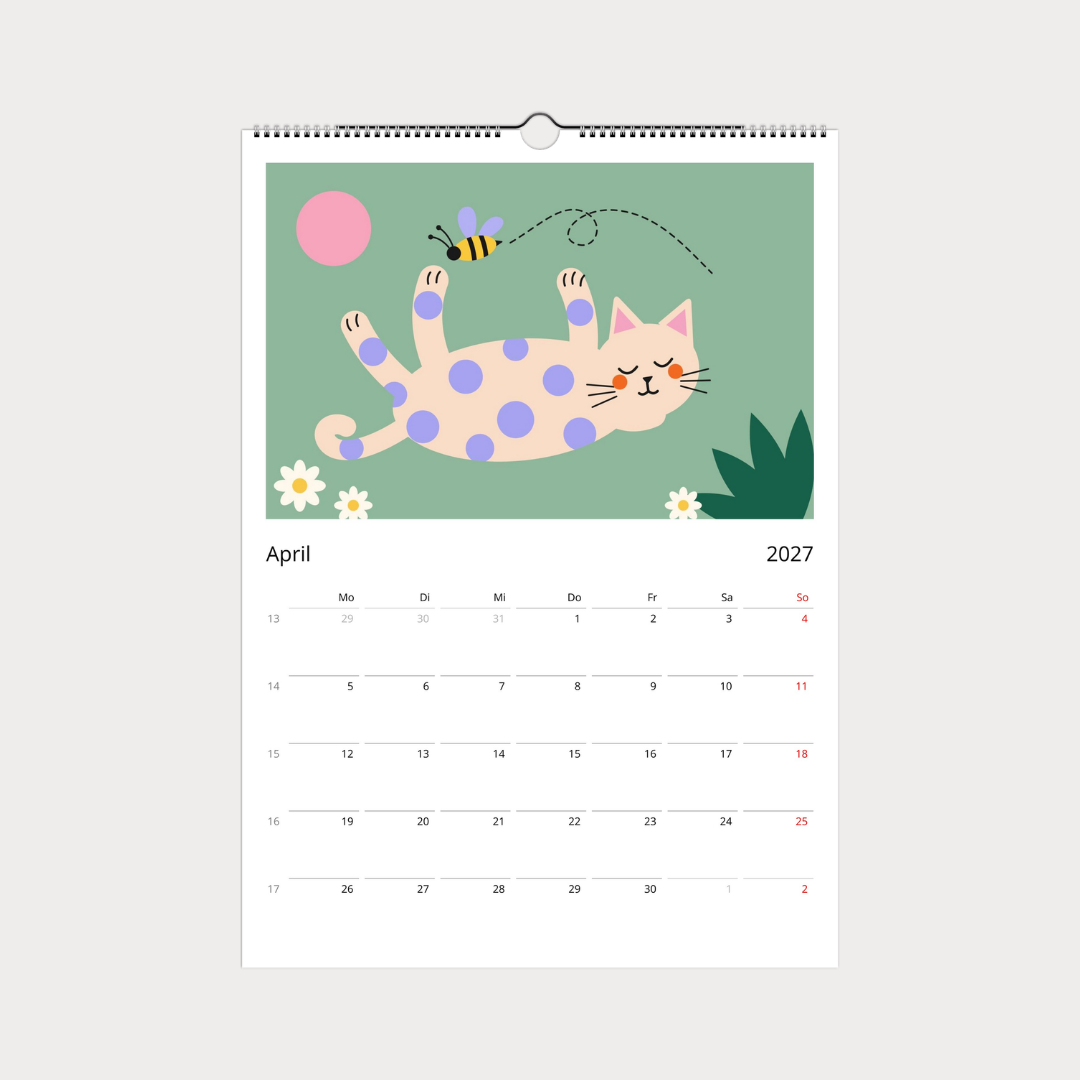 Abstrakter Katzenkalender 2027 Retro Stil