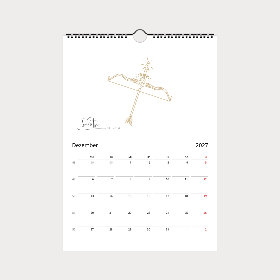Sternzeichen Kalender 2027 trifft Design | Wandkalender A4