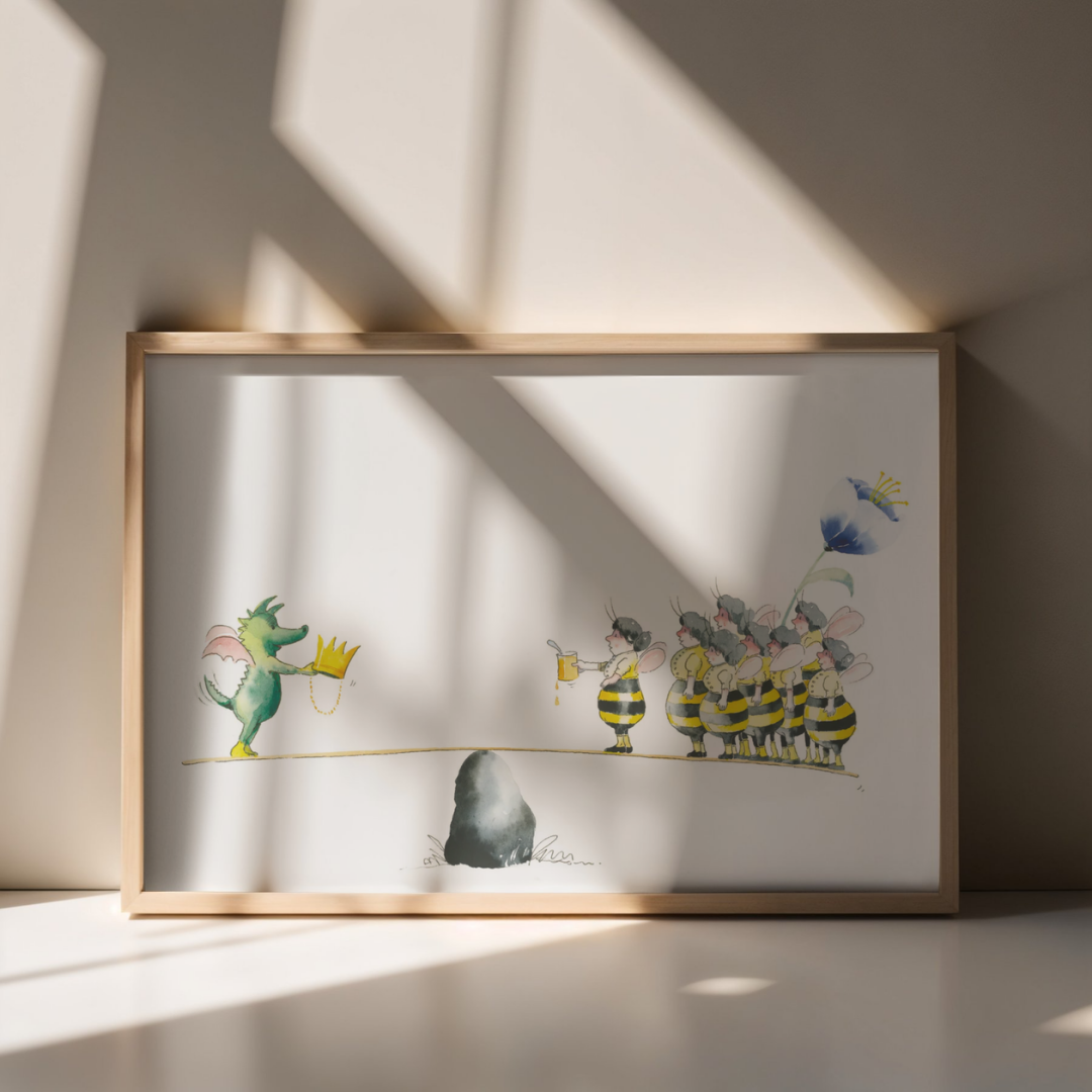 Poster TABALUGA Originalmotiv – Bienenschwarm auf Wippe