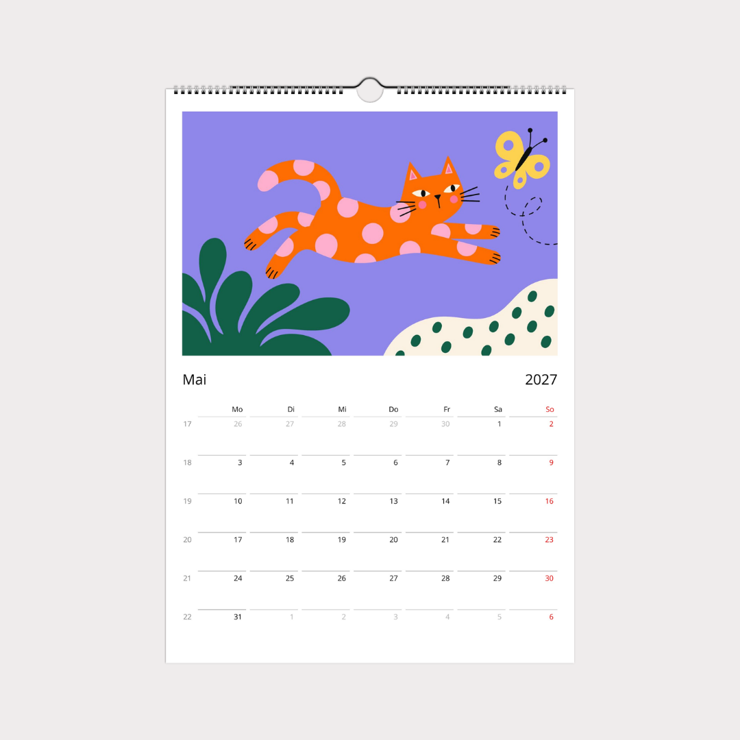 Abstrakter Katzenkalender 2027 Retro Stil