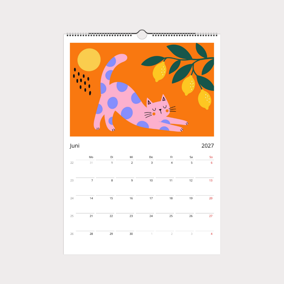 Abstrakter Katzenkalender 2027 Retro Stil