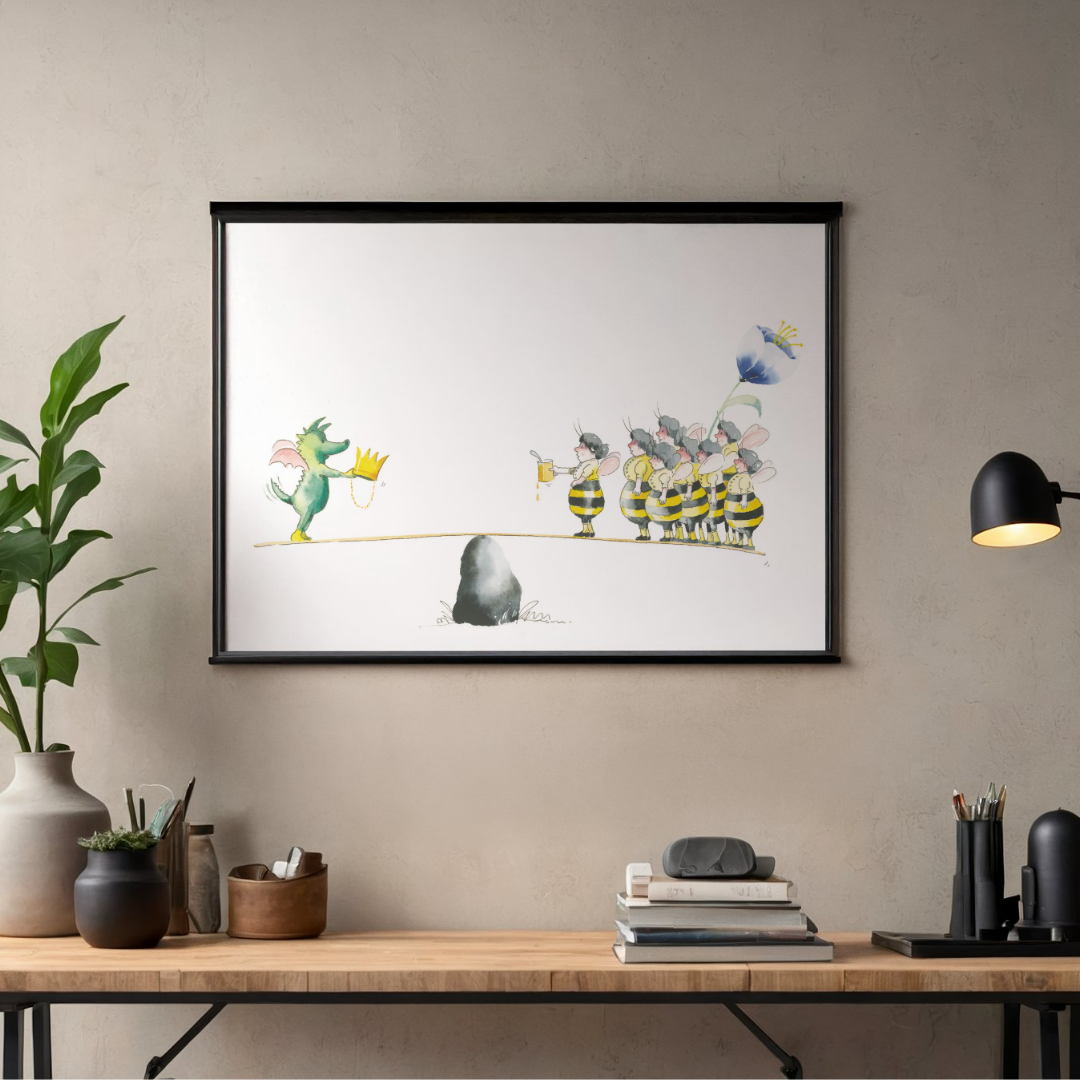 Poster TABALUGA Originalmotiv – Bienenschwarm auf Wippe