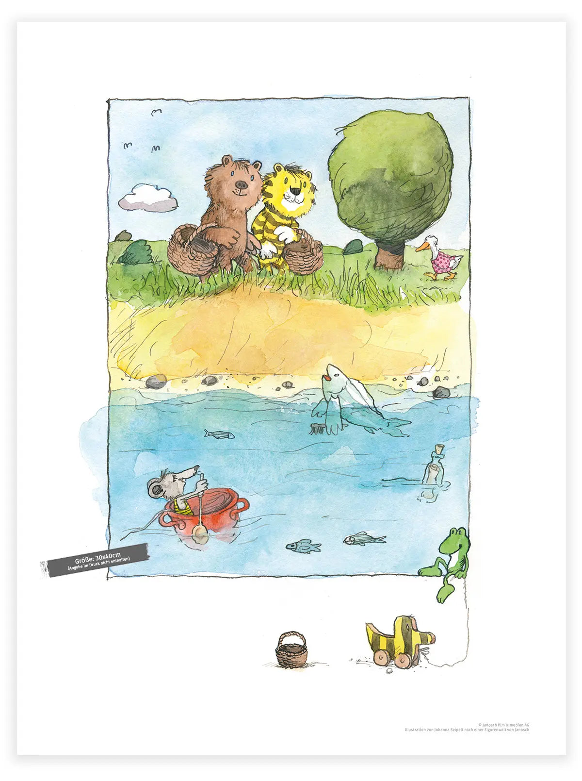 Poster Janosch Auf dem Weg zum Pilzesuchen