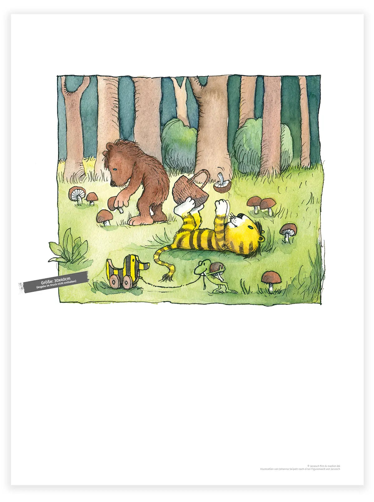 Poster Janosch Pilze sammeln im Wald