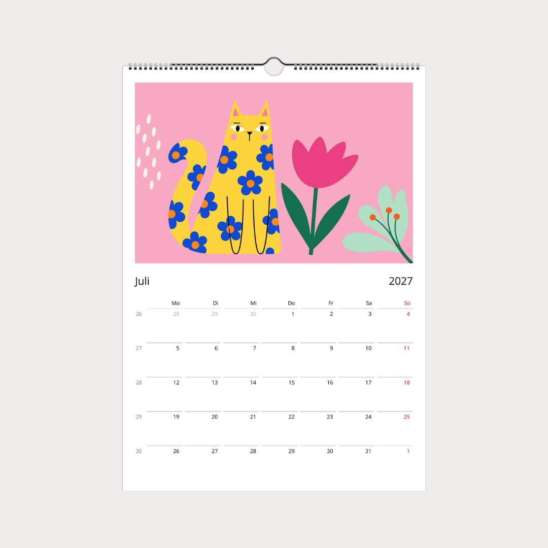 Abstrakter Katzenkalender 2027 Retro Stil