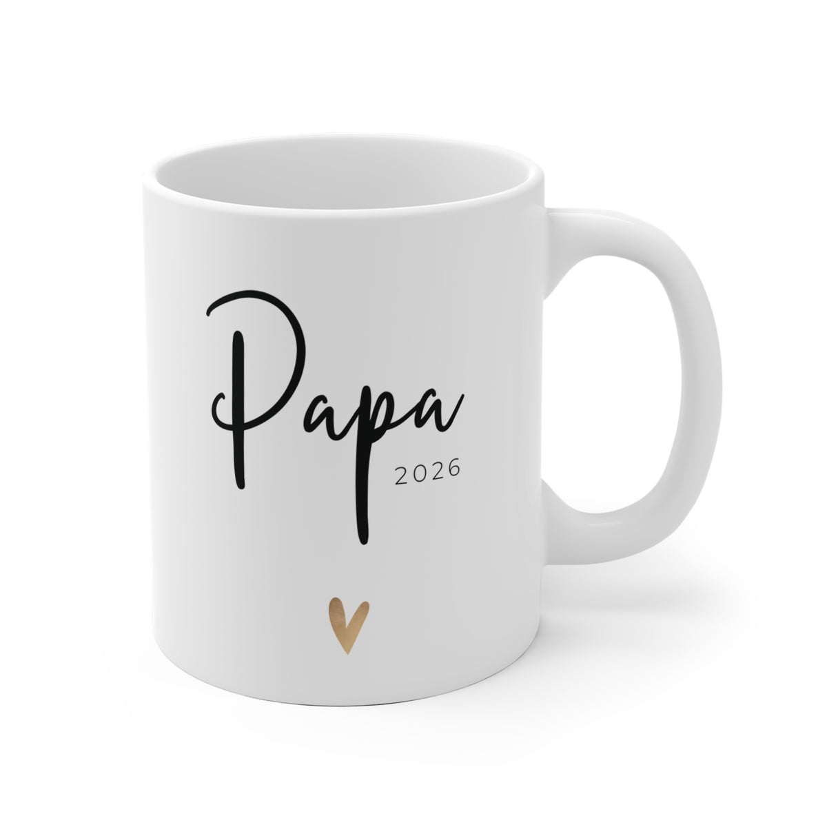 Tasse Papa 2026 goldenes Herz - einfarbig