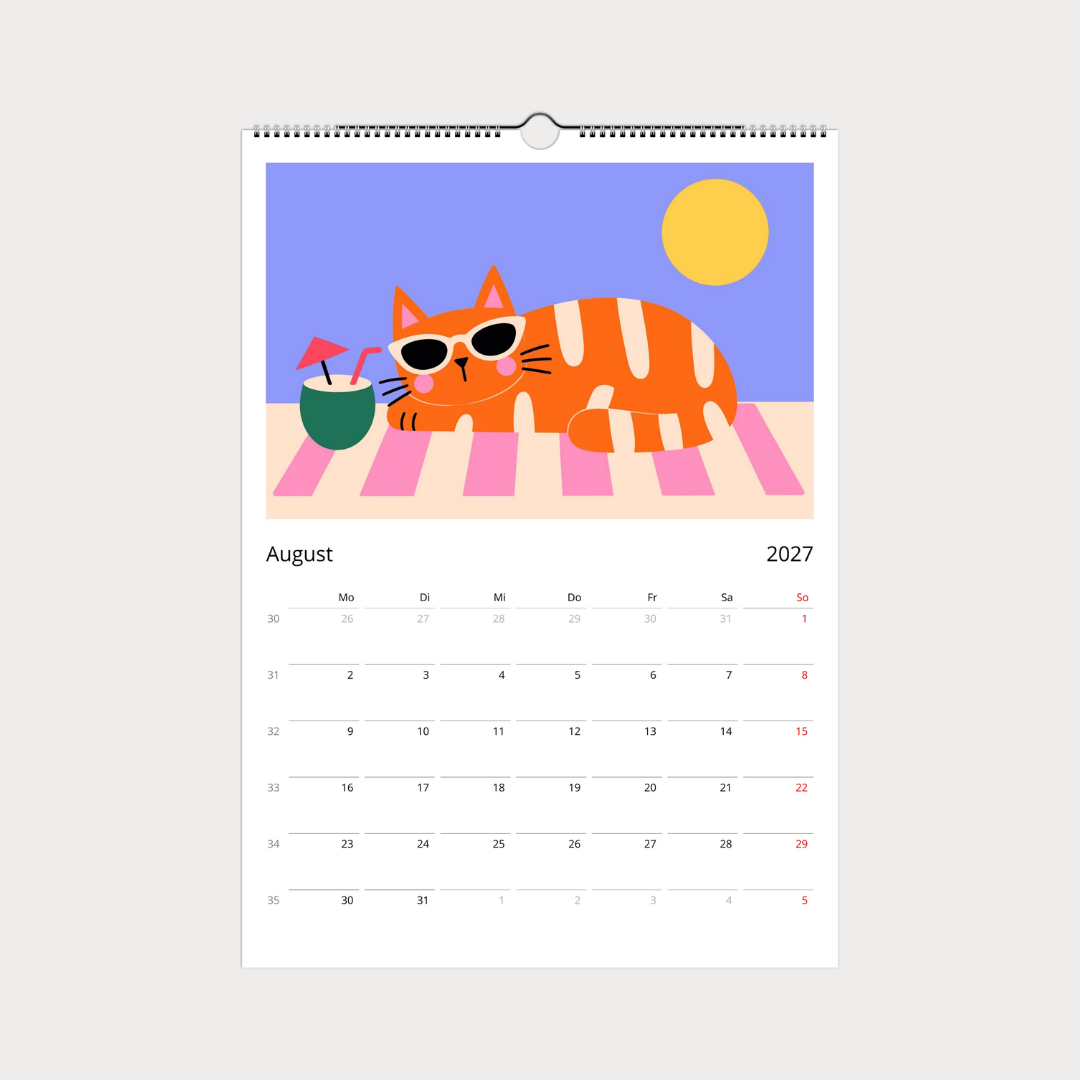 Abstrakter Katzenkalender 2027 Retro Stil