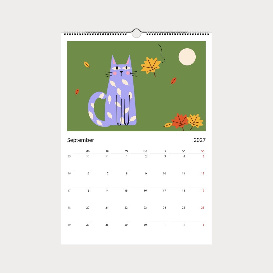 Abstrakter Katzenkalender 2027 Retro Stil