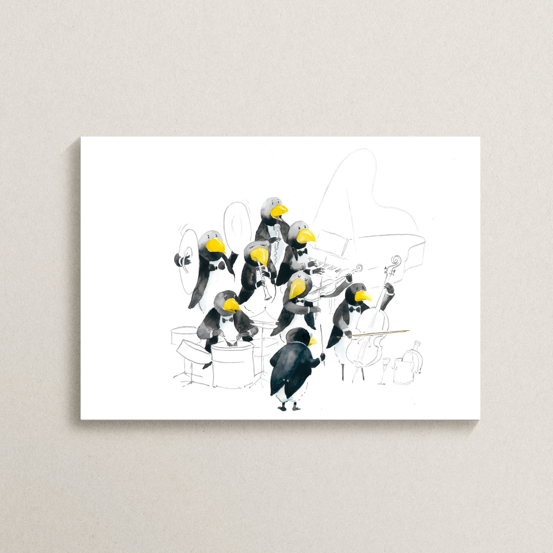 Poster TABALUGA Originalmotiv – Hingebungsvolles Pinguin-Orchester