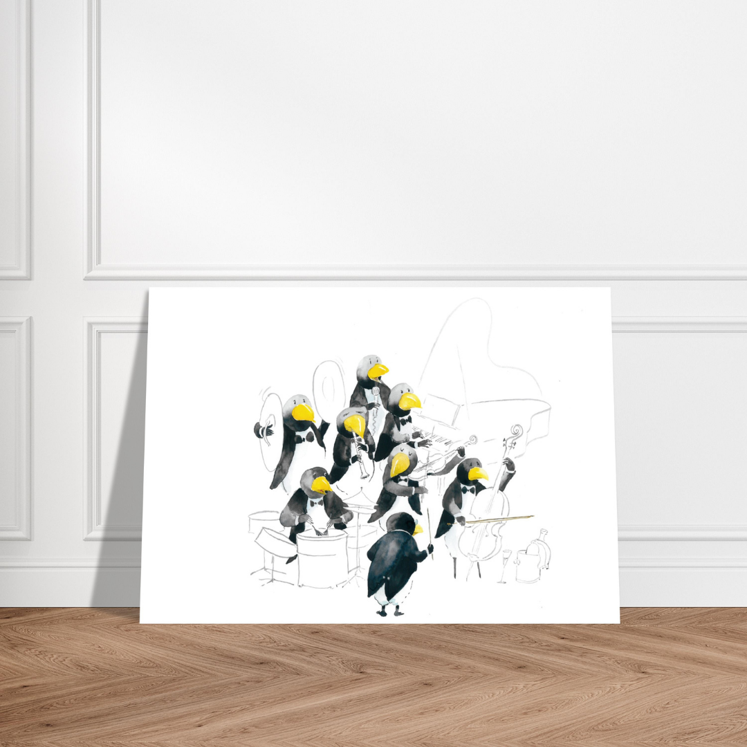 Poster TABALUGA Originalmotiv – Hingebungsvolles Pinguin-Orchester