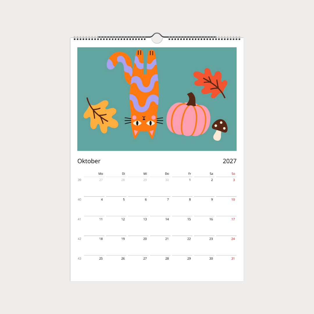 Abstrakter Katzenkalender 2027 Retro Stil