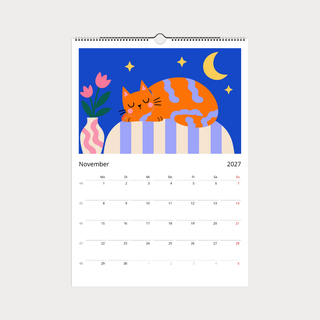 Abstrakter Katzenkalender 2027 Retro Stil
