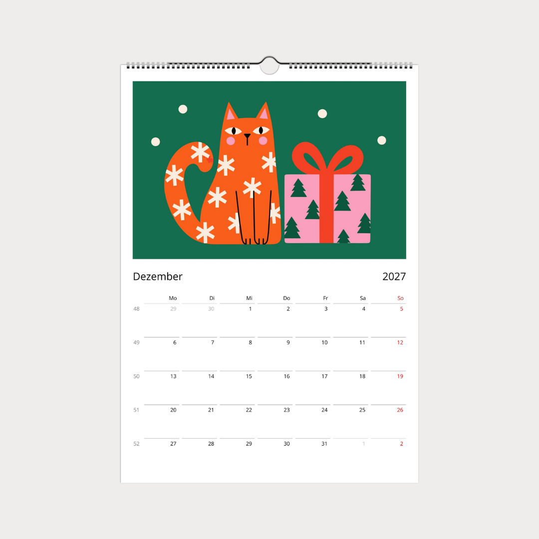 Abstrakter Katzenkalender 2027 Retro Stil