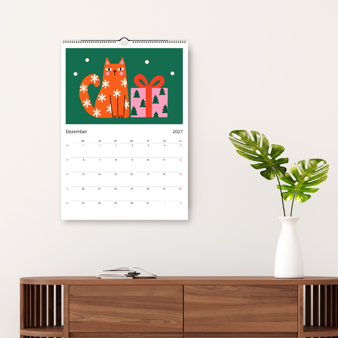 Abstrakter Katzenkalender 2027 Retro Stil