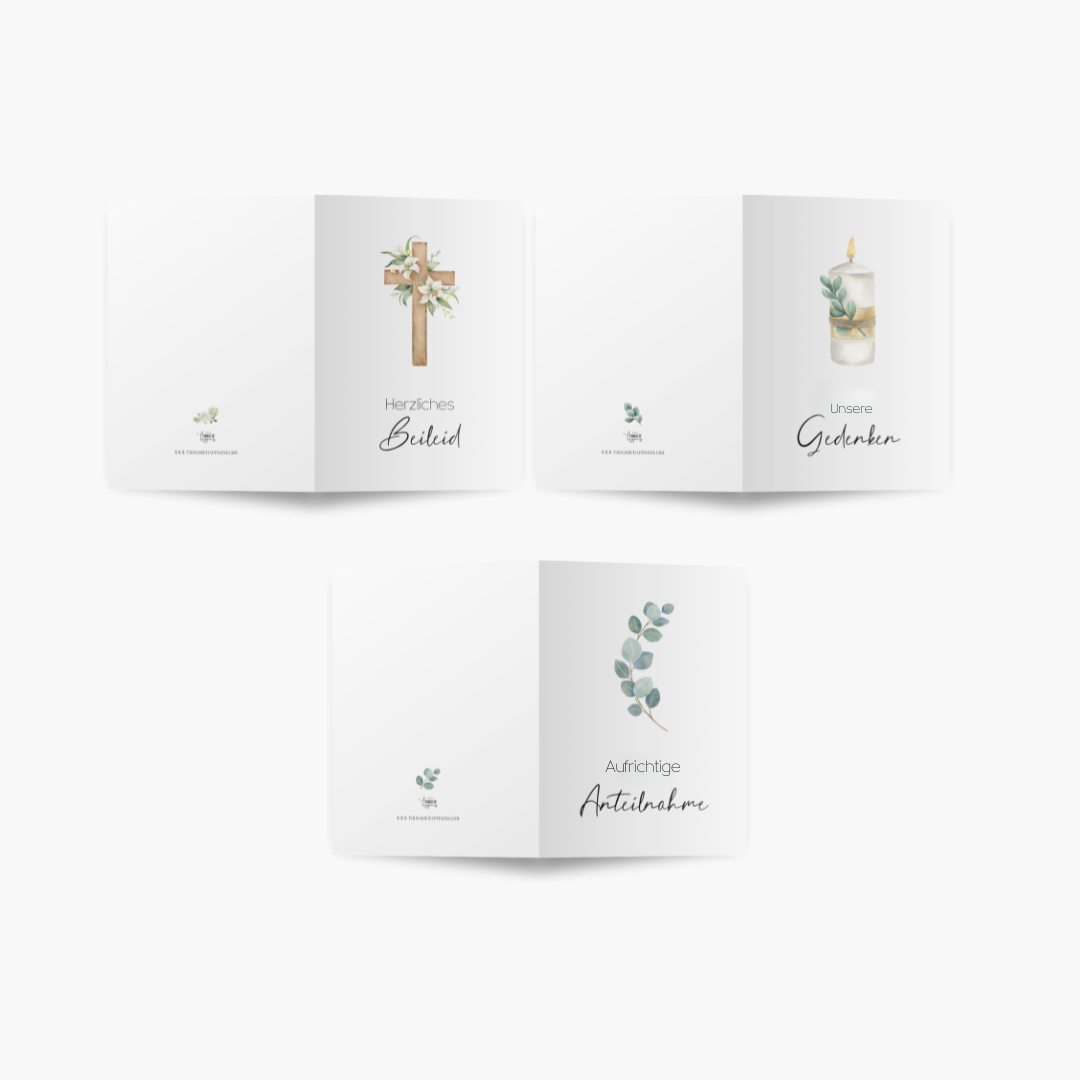 Beileidskarten Set mit Umschlägen