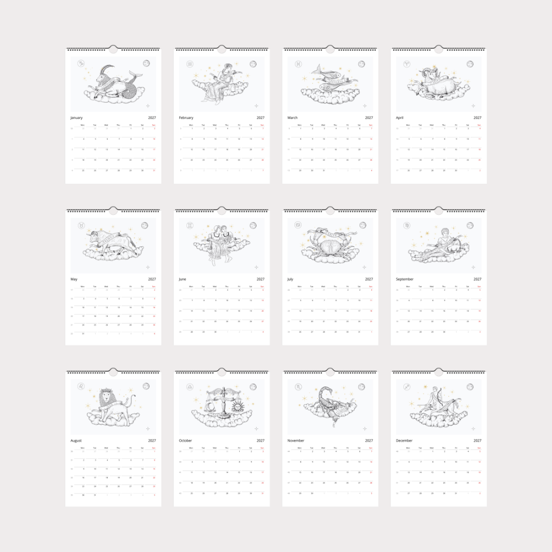 Zodiac Sternzeichen Kalender 2027 (Sprache Englisch)