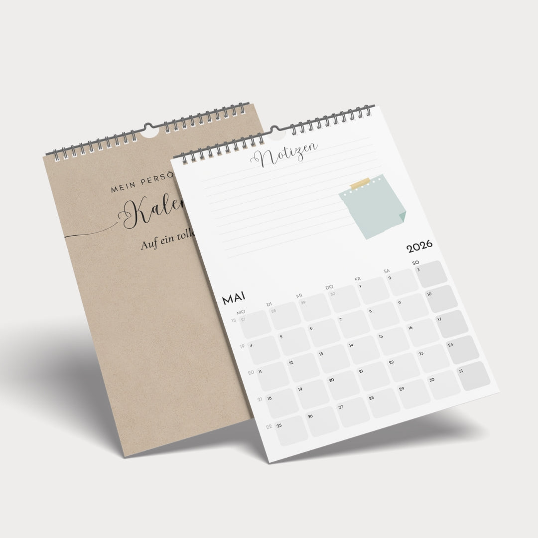 Schlichter Wandkalender  A4 – Schlicht & modern mit viel Platz zum Eintragen