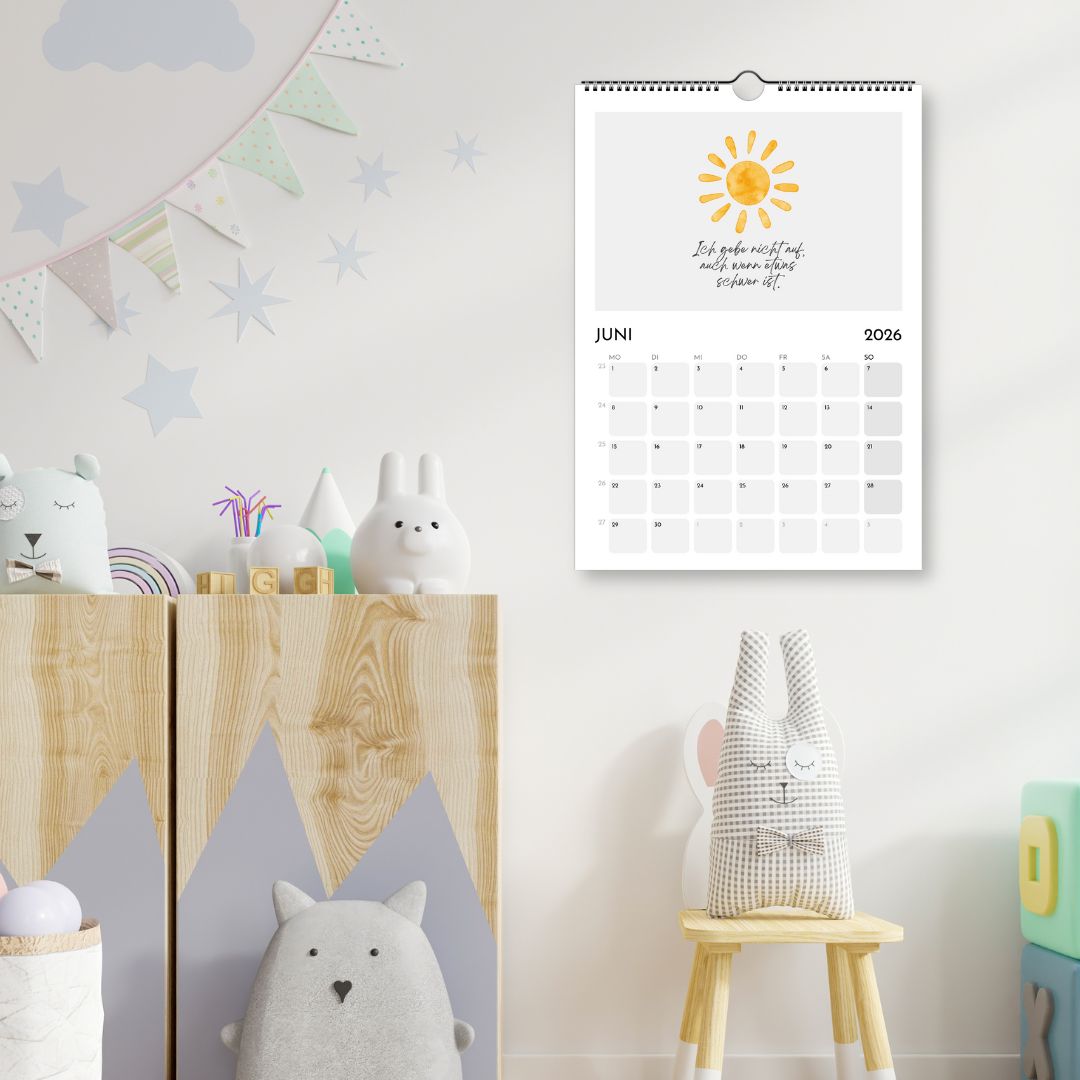 Kinderkalender 2026 | Wandkalender A4 mit kindgerechten Motiven & Sprüchen