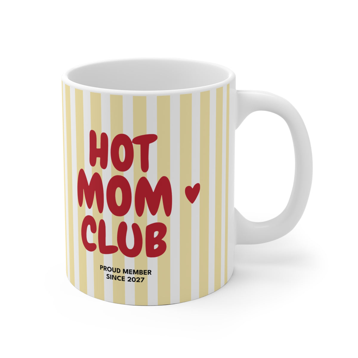 Tasse Hot Mom Club gestreift 2020-2027 - gelb/rot