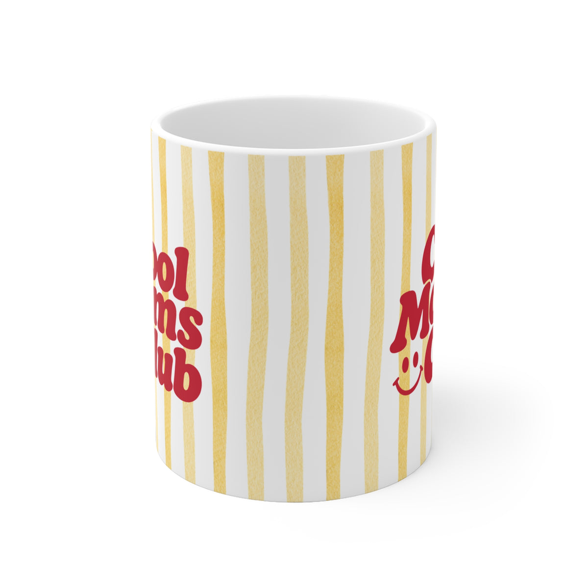 Tasse Cool Moms Club ohne Jahreszahl - gelb gestreift