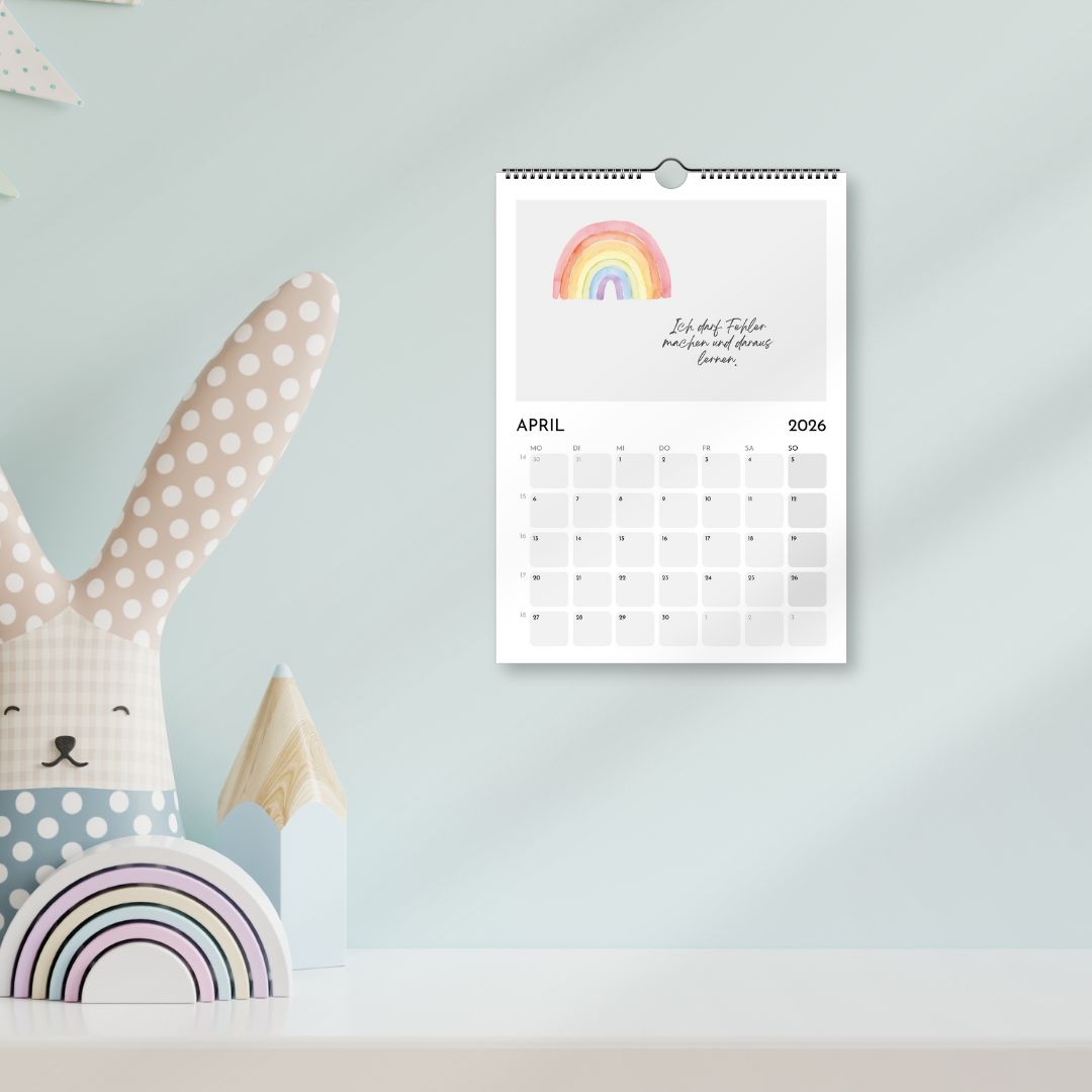 Kinderkalender 2026 | Wandkalender A4 mit kindgerechten Motiven & Sprüchen