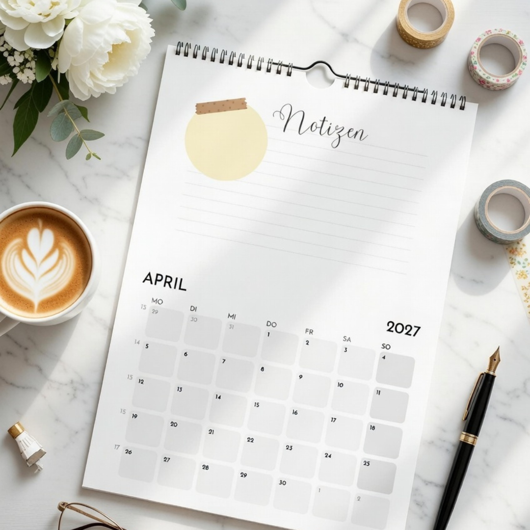 Schlichter Wandkalender A4 – Notizen