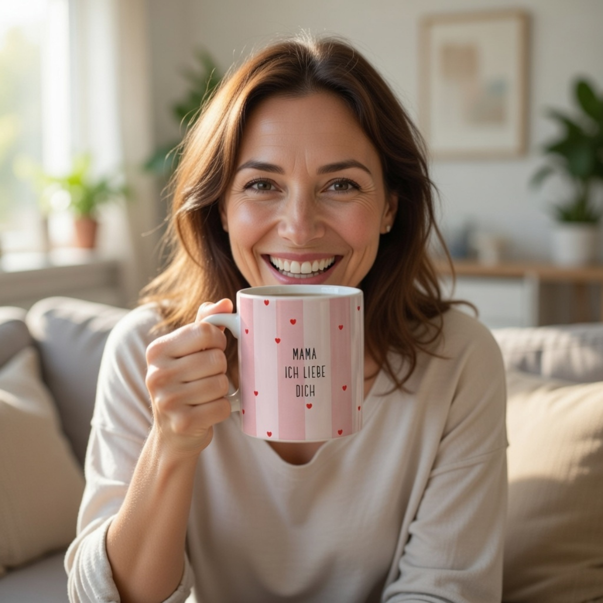 Mama ich liebe dich Tasse Rosa Streifen