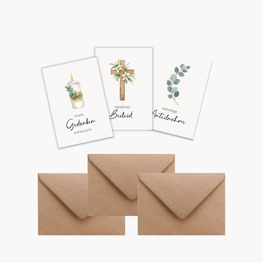 Beileidskarten Set mit Umschlägen