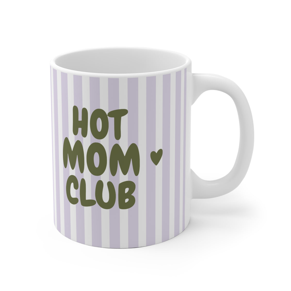 Tasse Hot Mom Club gestreift ohne Jahreszahl - lila/khaki