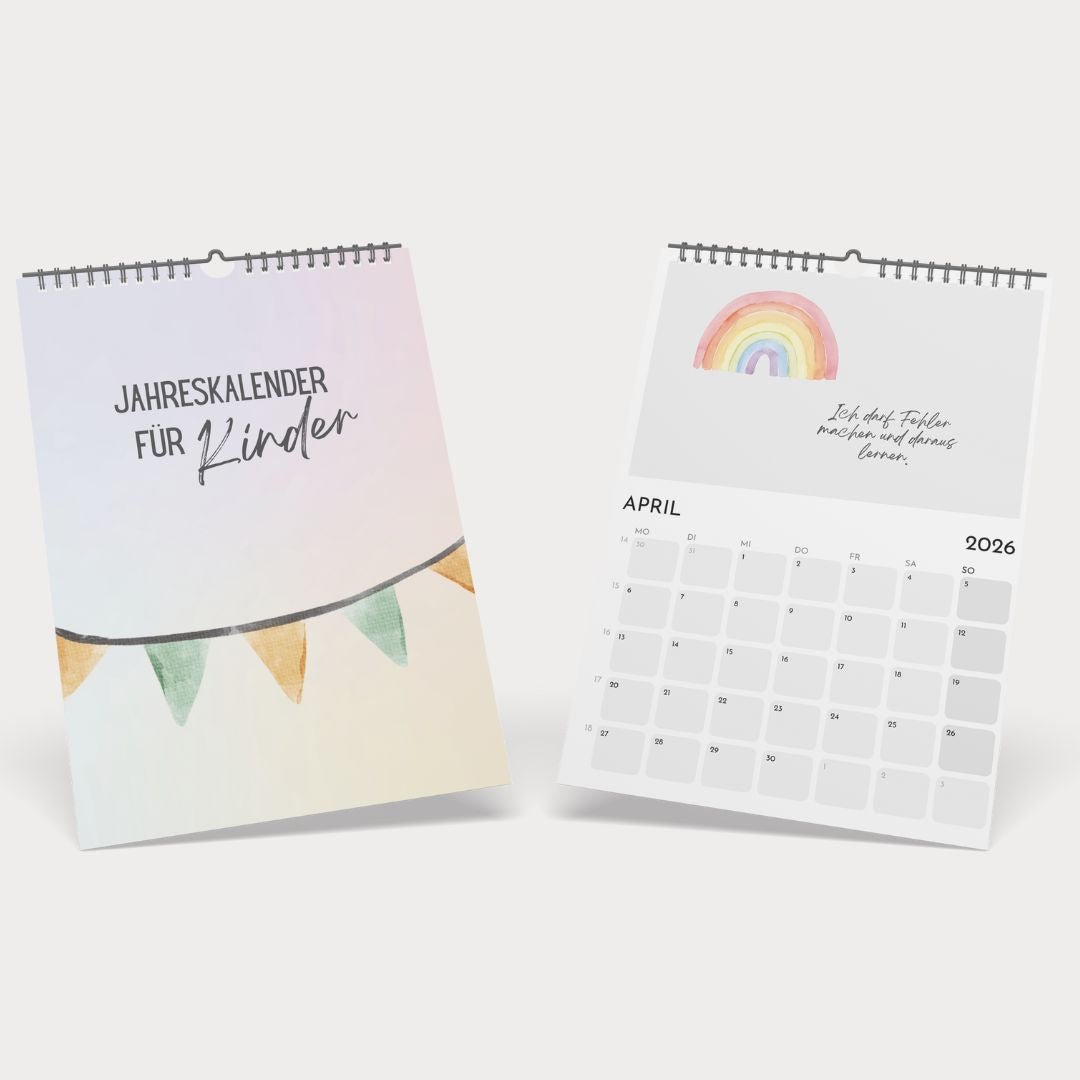 Kinderkalender 2026 | Wandkalender A4 mit kindgerechten Motiven & Sprüchen