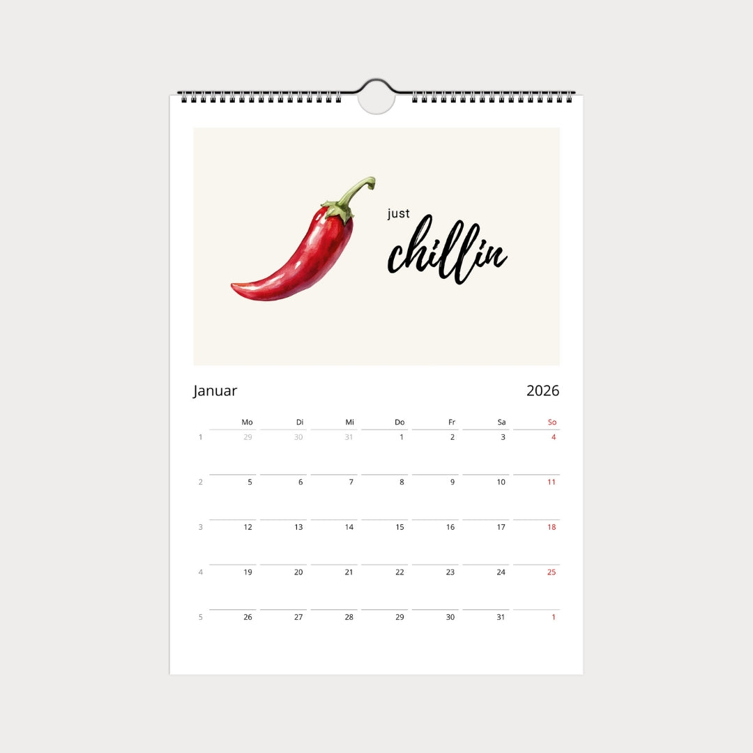 Küchenkalender 2026 | Wandkalender A4 mit Sprüchen & Genuss-Motiven