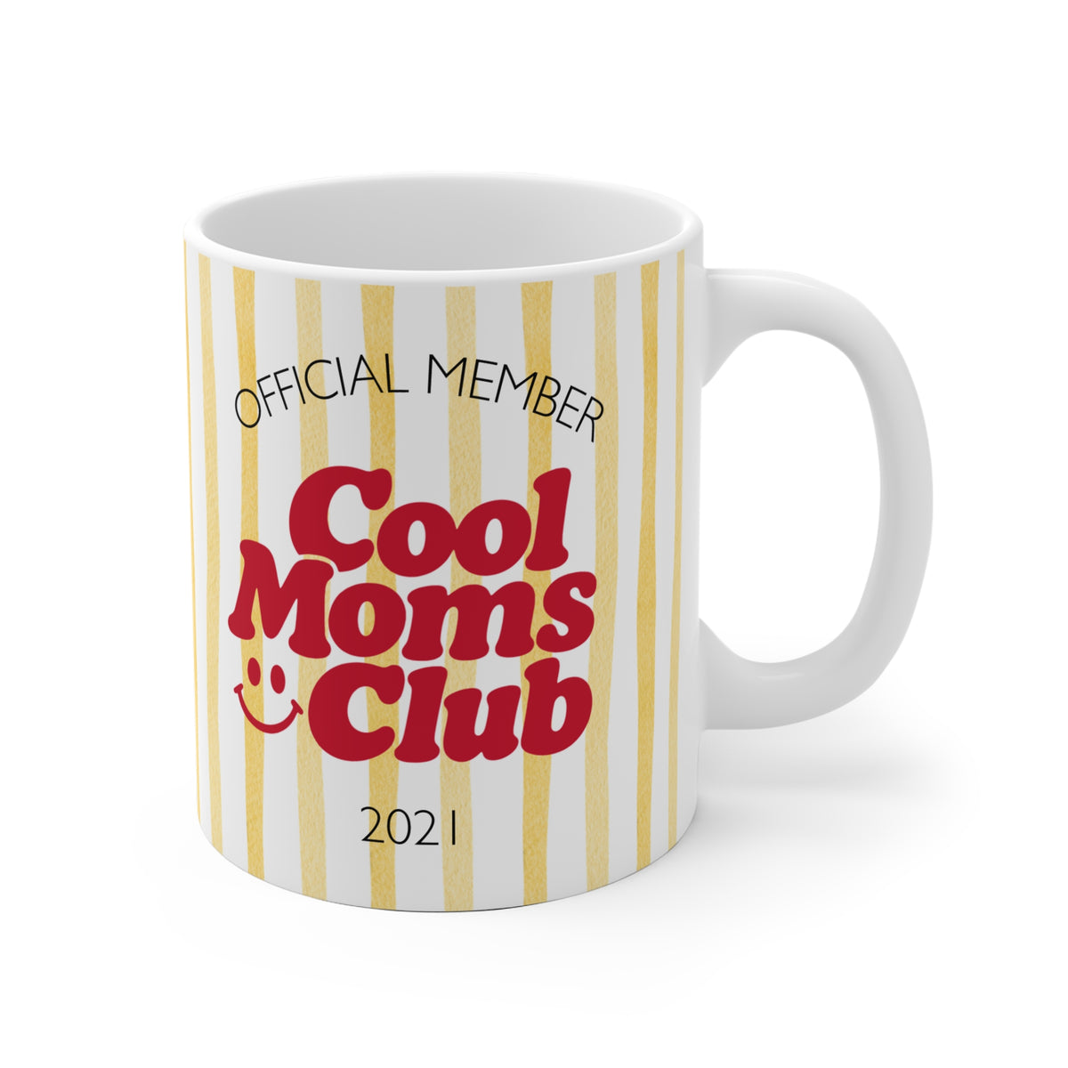 Tasse Cool Moms Club 2021 - gelb gestreift