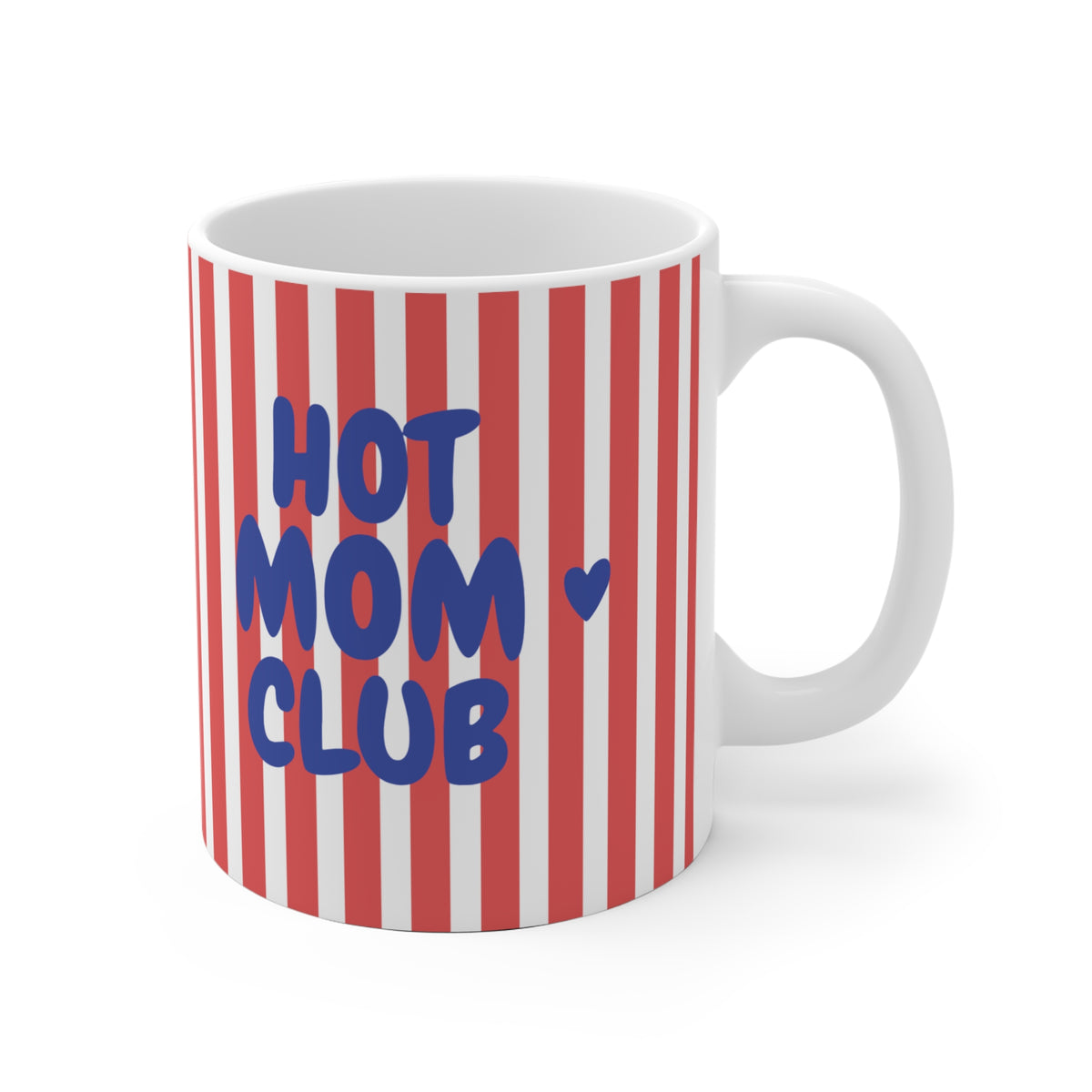 Tasse Hot Mom Club gestreift ohne Jahreszahl - rot/blau