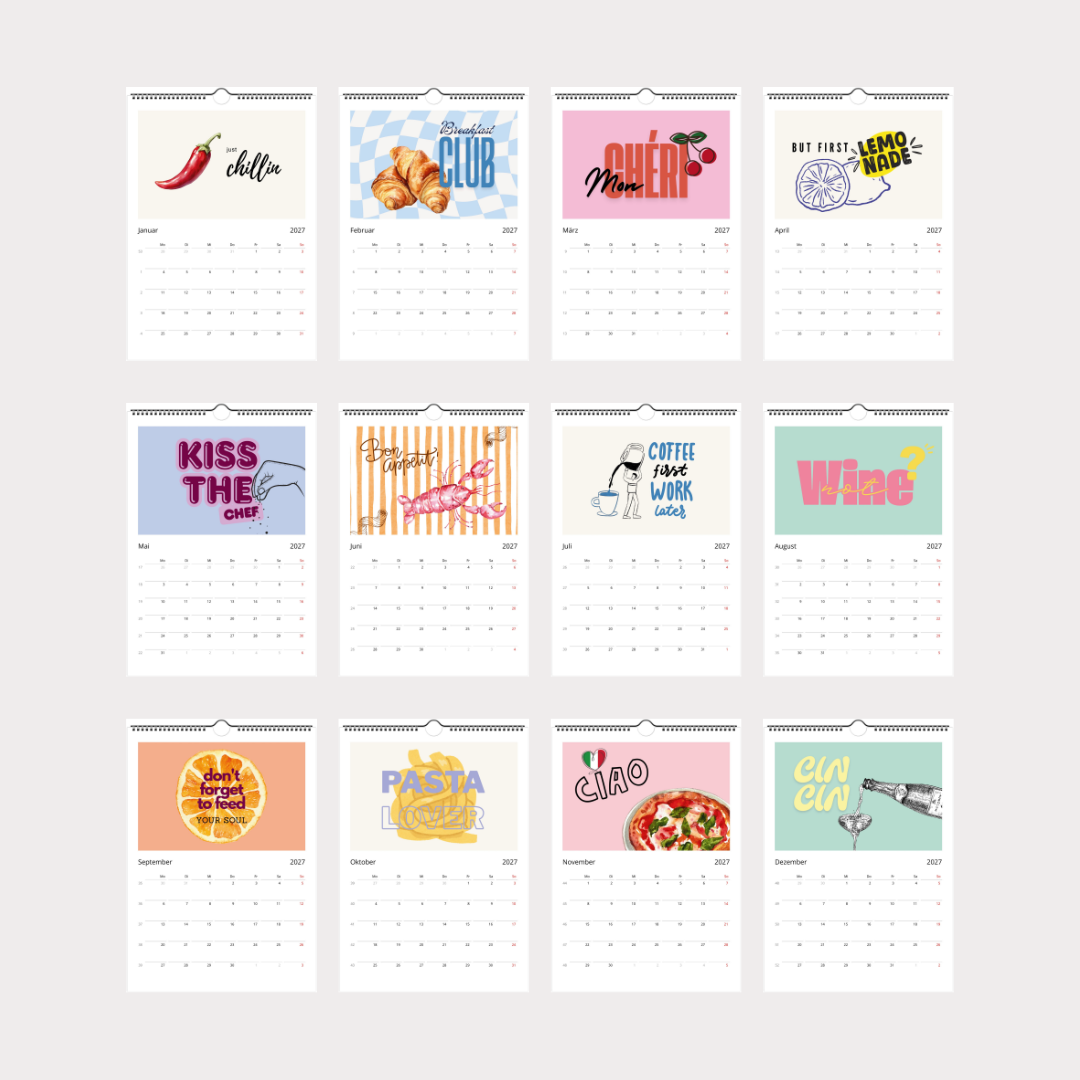 Design Küchenkalender 2027 | Wandkalender A4