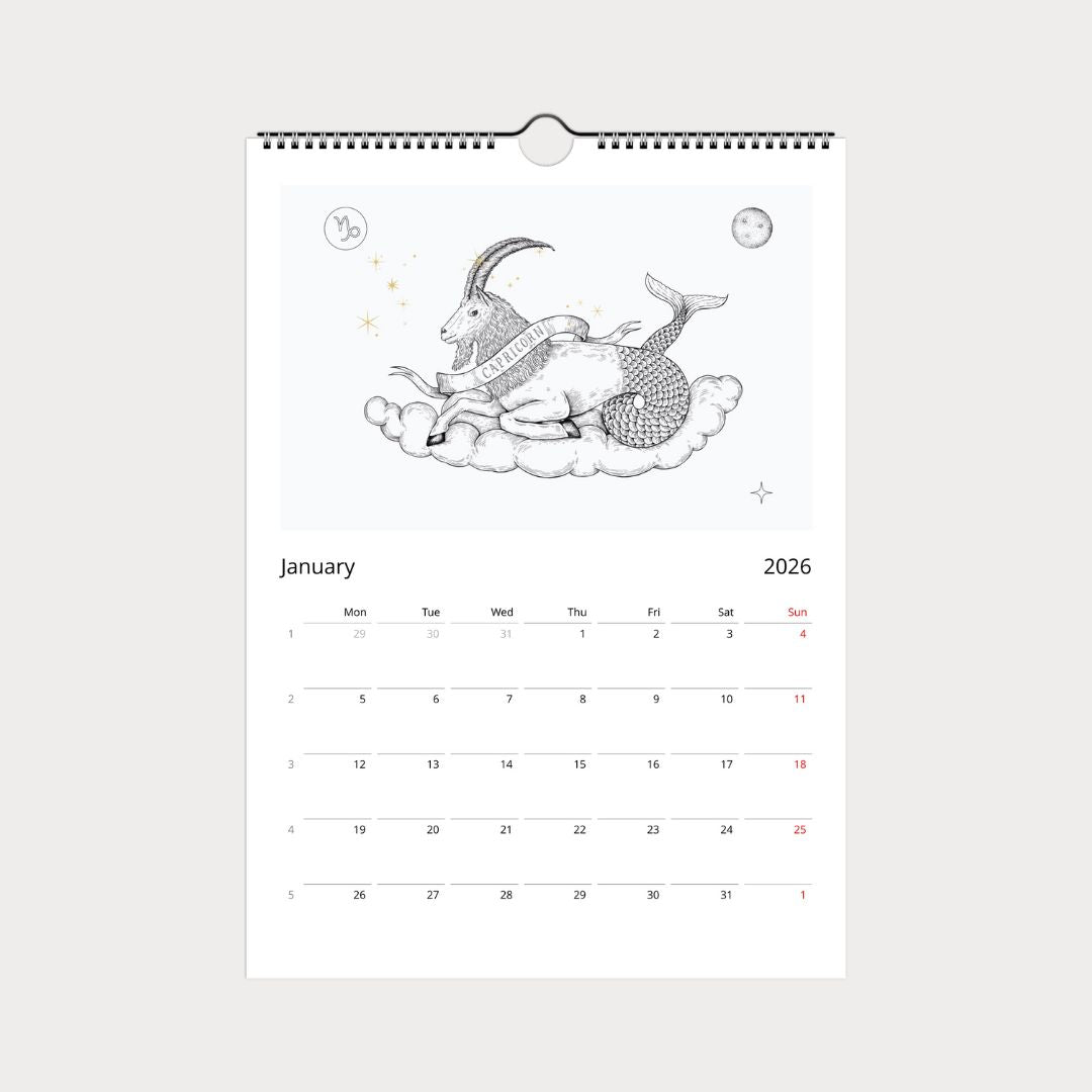 Zodiac Sternzeichen Kalender 2026 (Englisch)