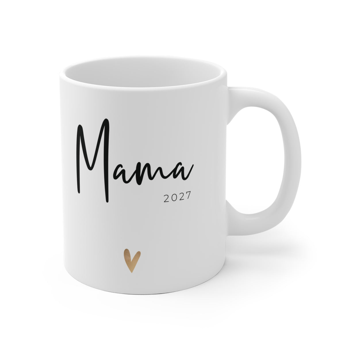 Tasse Mama 2027 goldenes Herz - einfarbig