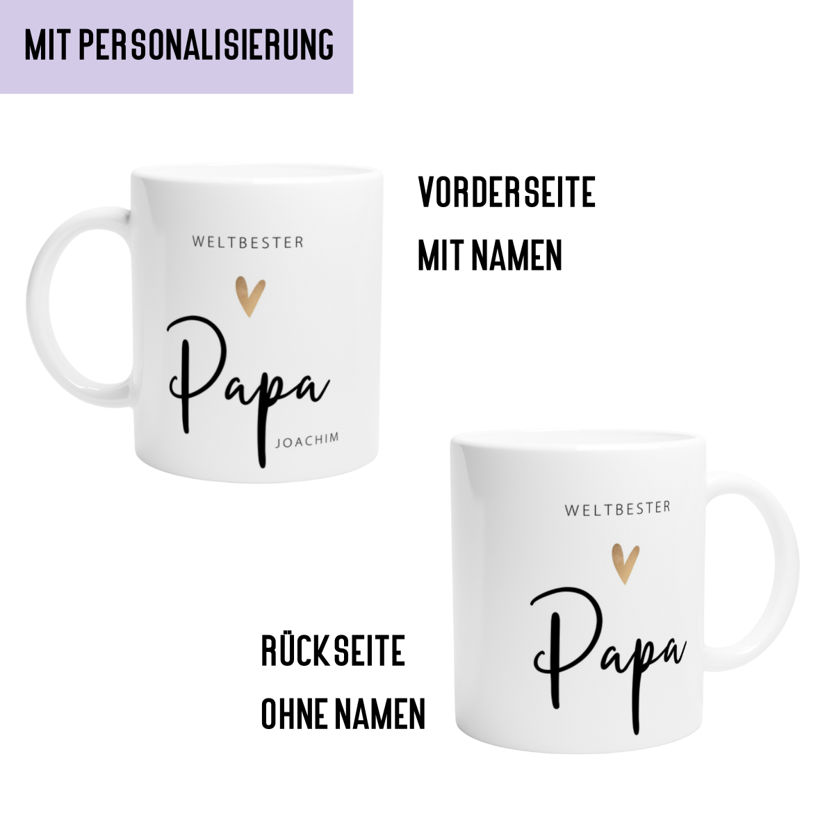 Tasse Weltbester Papa 330ml einfarbig mit /ohne Personalisierung