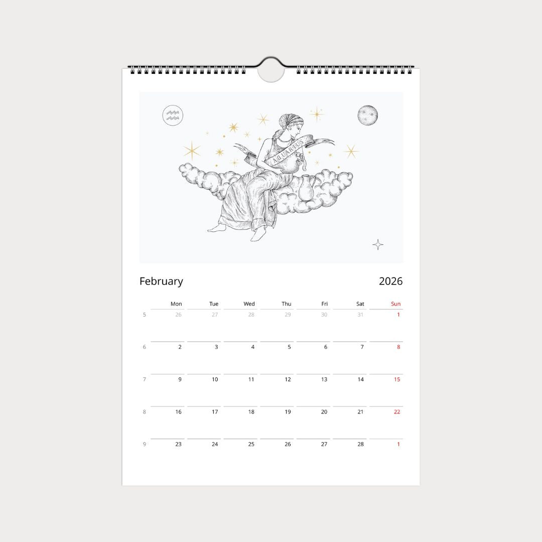 Zodiac Sternzeichen Kalender 2026 (Englisch)