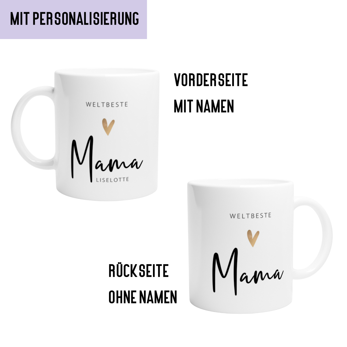 Tasse Weltbester Mama 330ml einfarbig mit / ohne Personalisierung