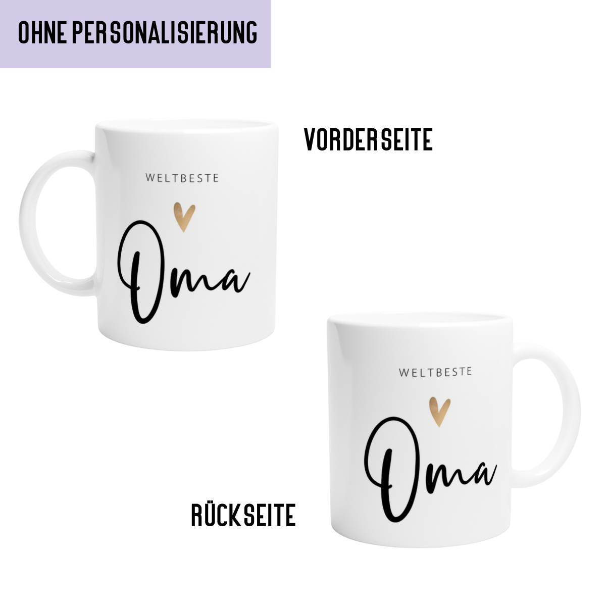 Tasse Weltbeste Oma 330ml einfarbig mit / ohne Personalisierung