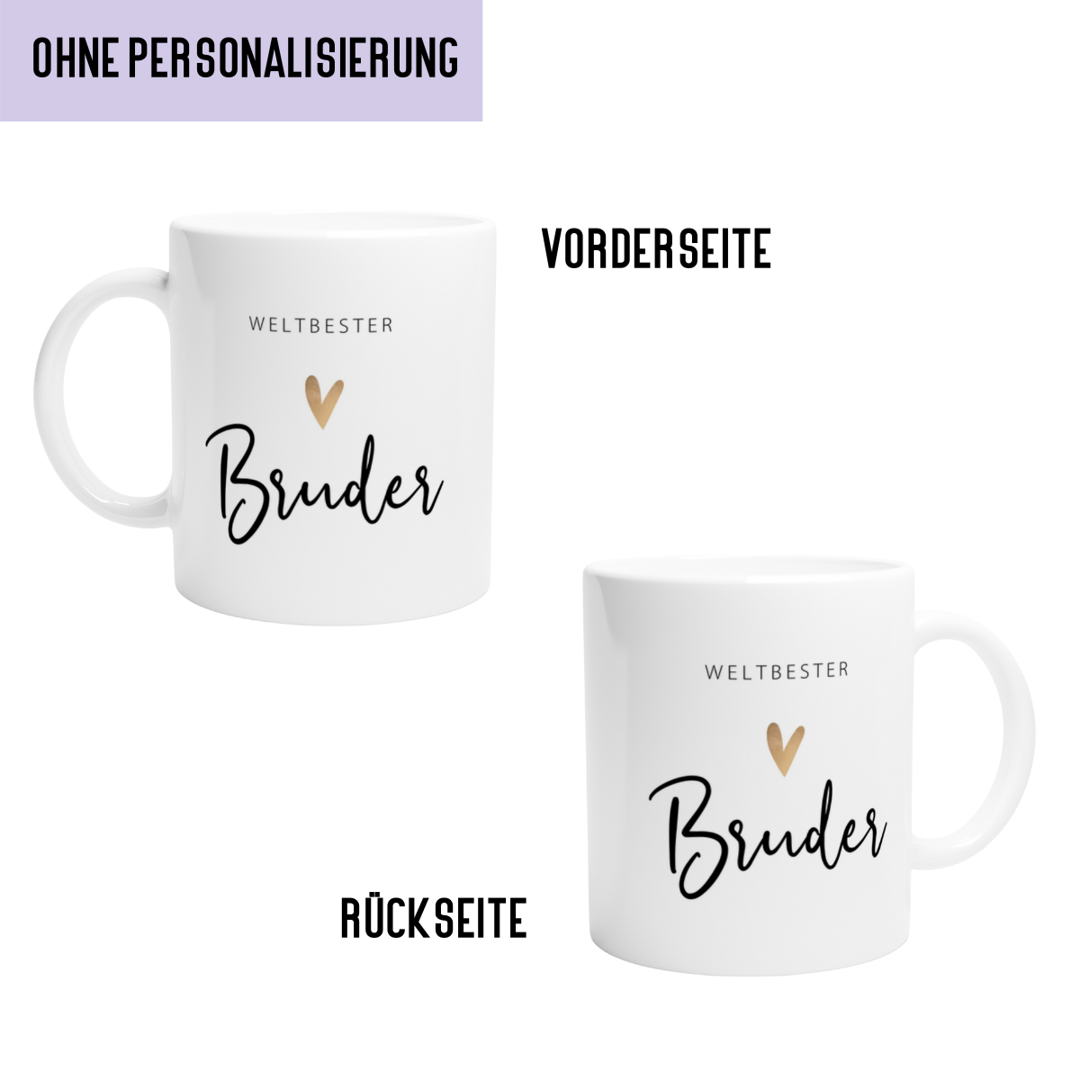 Tasse Weltbester Bruder 330ml einfarbig mit / ohne Personalisierung