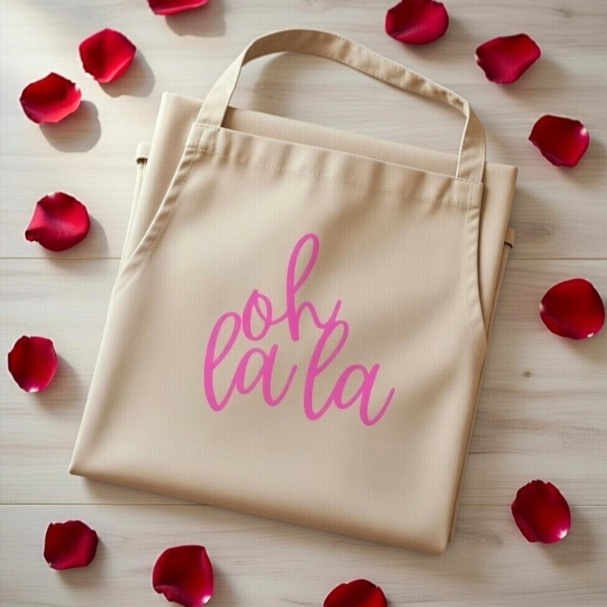 Oh La La Schürze Unisex – Beige / Pink
