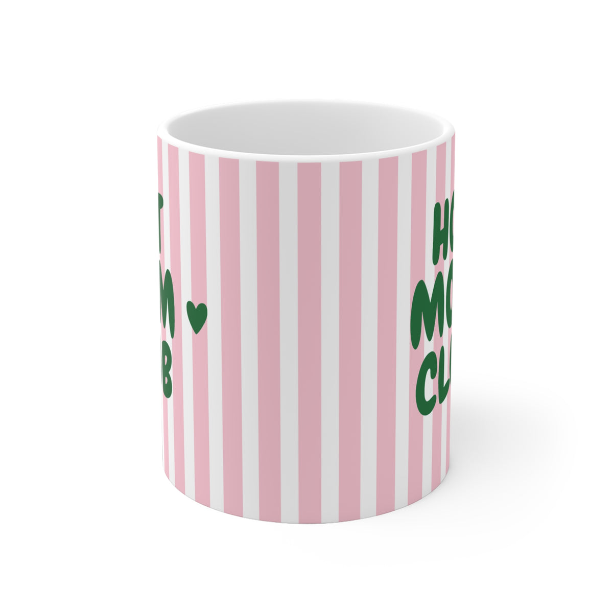 Tasse Hot Mom Club gestreift ohne Jahreszahl - rosa/grün