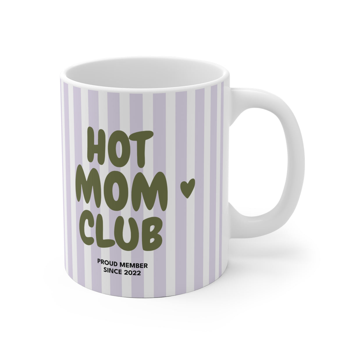 Tasse Hot Mom Club gestreift 2022 - lila/khaki